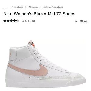 Nike Blazer Mid rise pink high tops W US size 9
